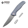 Hongrui 2026 New Design CNC M390 Steel Outdoor Folding Knife Stone Wash with TC4 Titanium Alloy Handle for Easy to Carry