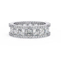 Princess Round Cut Lab Grown Diamond Ring Full Eternity Band Three-Row Wedding Proposal Band Diamond Ring for Her