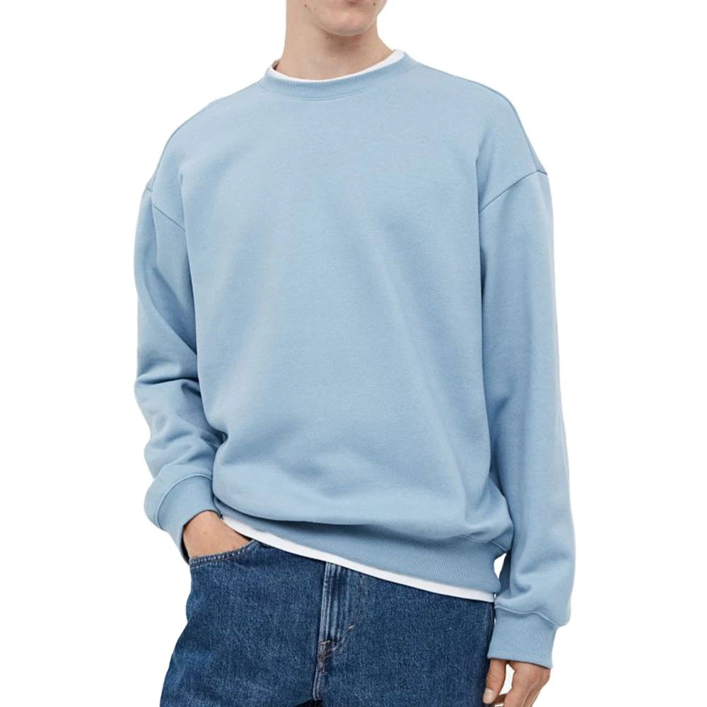 2024 Men's Solid 100% Cotton Crew Neck Sweatshirt Custom OEM Wholesale Winter Comfortable Breathable