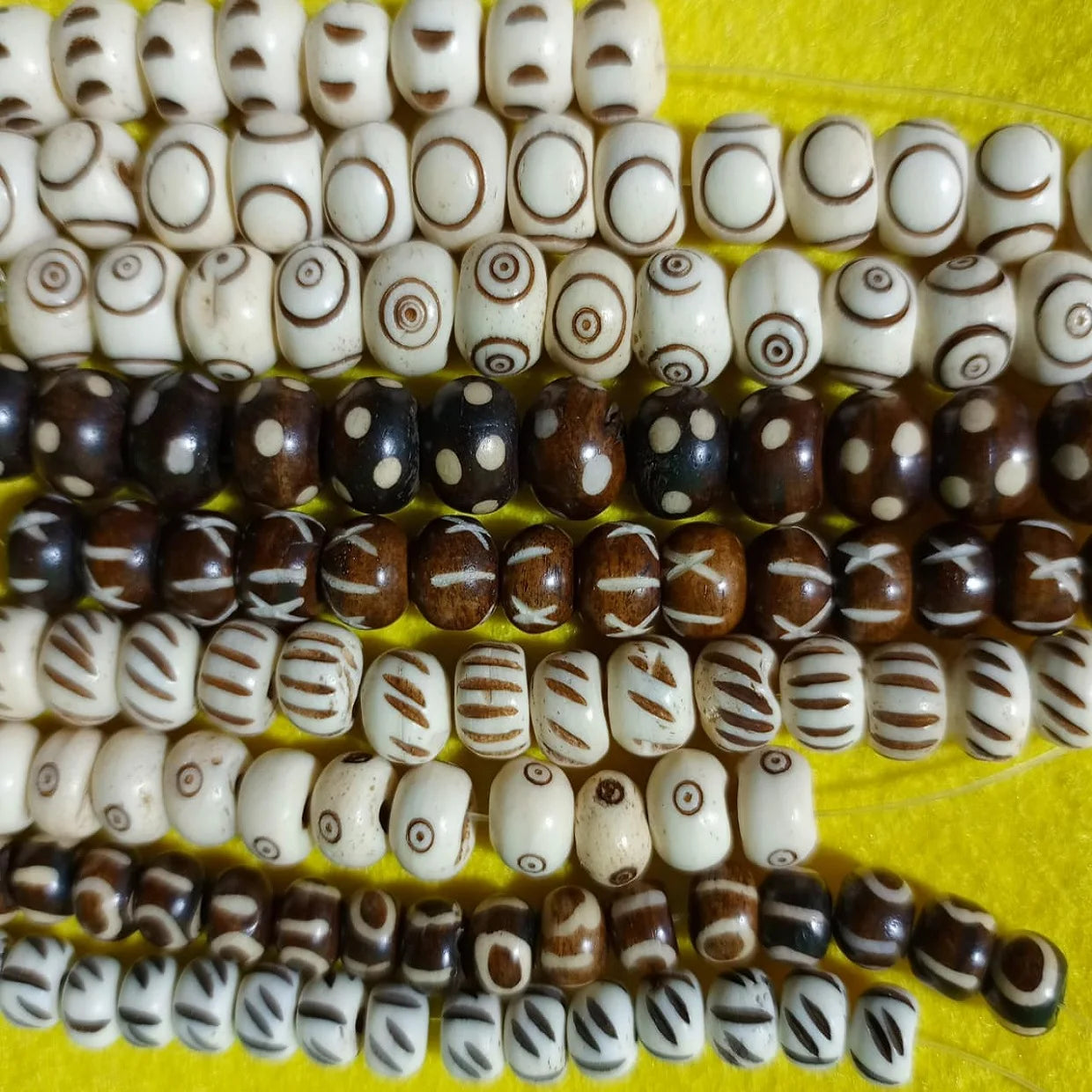 Ethically Sourced Hand Carved Buffalo Bone Beads - Intricate Tribal Designs for Custom Jewelry Making and Crafts