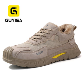 GUYISA Casual Collection Faux Suede Upper Standard Plastic Toe New Style Safety Shoes for Men