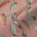 Made in Germany - Wallpaper rolls Leaf Tendril Pink Green Red - Non Woven Vinyl - Wallpaper Leaves for Walls - 1005 x 053 m