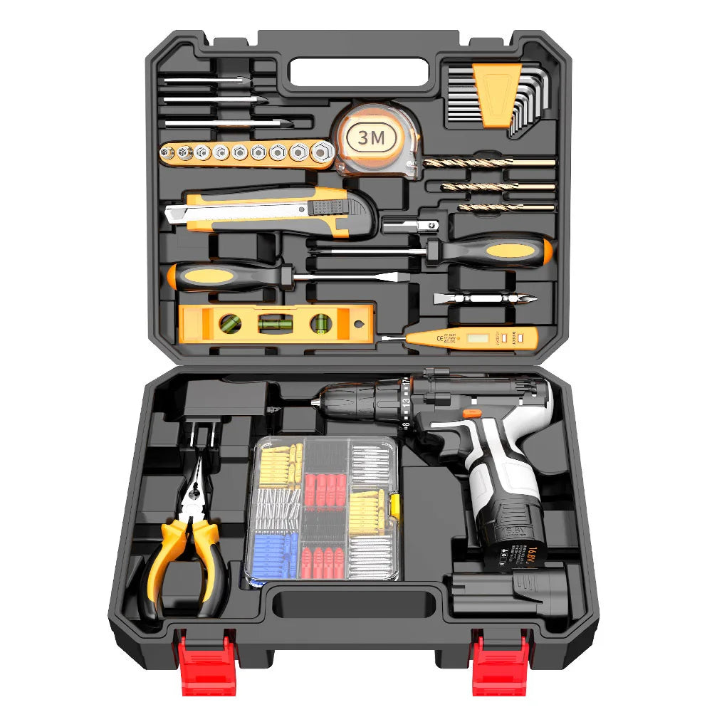 Hardware Toolbox Set Home Multifunctional Portable Auto Repair Electrician Repair Electric Drill Power Tool Set