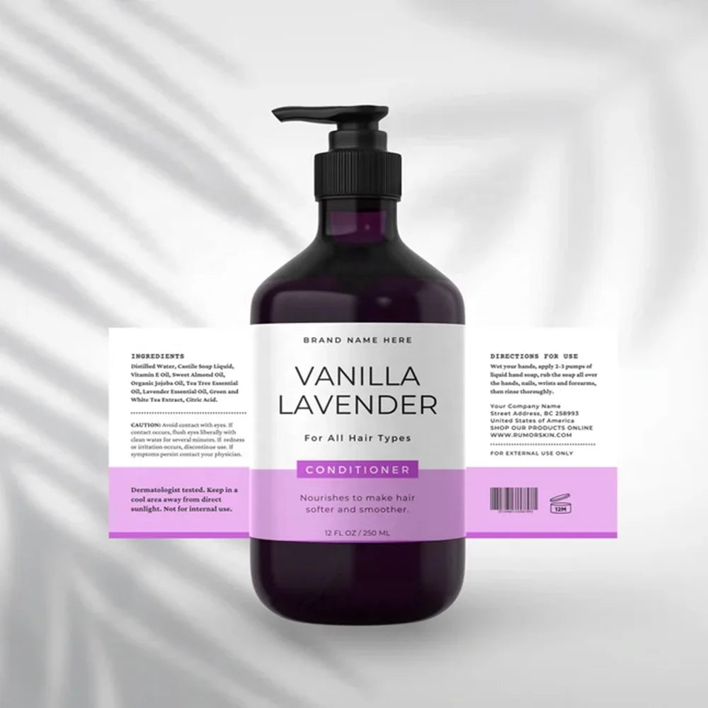 Shampoo Bottle Label Template Self-adhesive Label Sticker Cosmetic Products Label for Branding Package