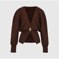 Cross-Border EU/US Best-Selling Women's Cardigan - Normcore Minimalist V-Neck Button Knitwear