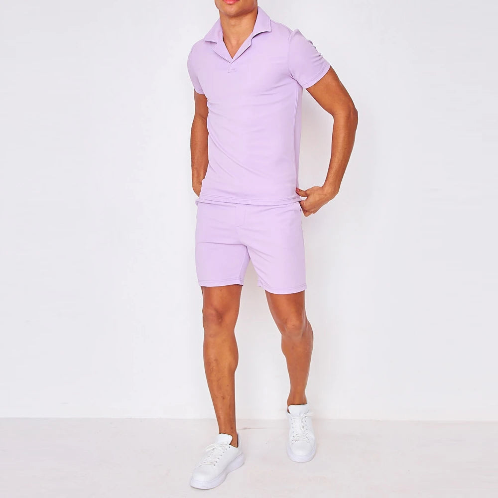 Summer Casual Sportswear 2-Piece Men's Shorts Set with Polo T-Shirt 100% Cotton Custom Logo