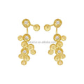 Lotus Fun Handmade 925 Sterling Silver 18k Gold Plated Cluster Irregular Zircon Drop Earrings for Women Fine Jewelry