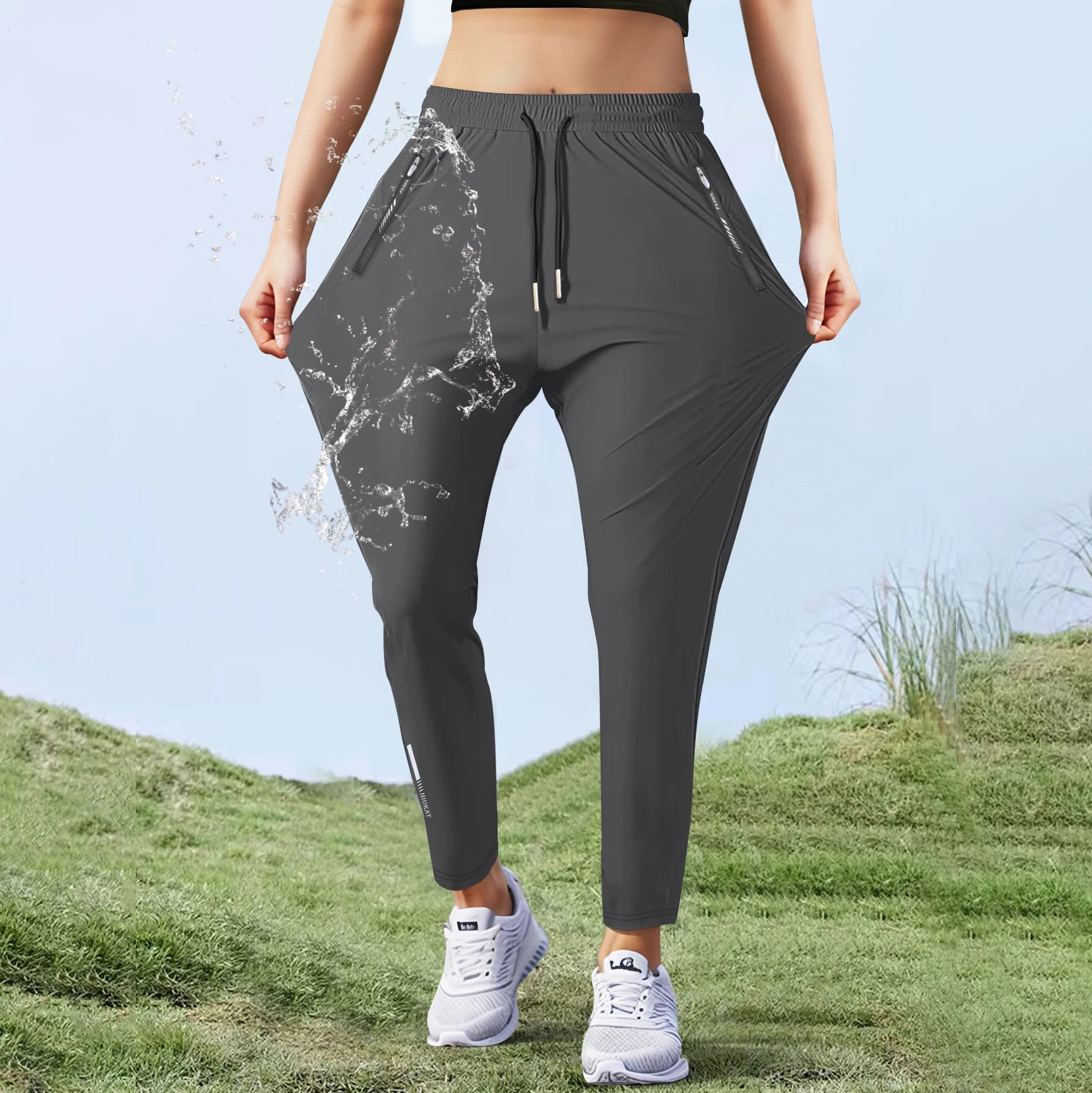 Women Running Pants Ice Silk Summer Quick Dry Training Fitness Zip Pocket Pant Girl Gym Sweatpants Athletic Breathable Trousers