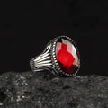 Turkish Style Vintage 925 Sterling Silver Men's Classic Bezel Set Geometric Ring Black Onyx Zircon Stone High Quality Wedding