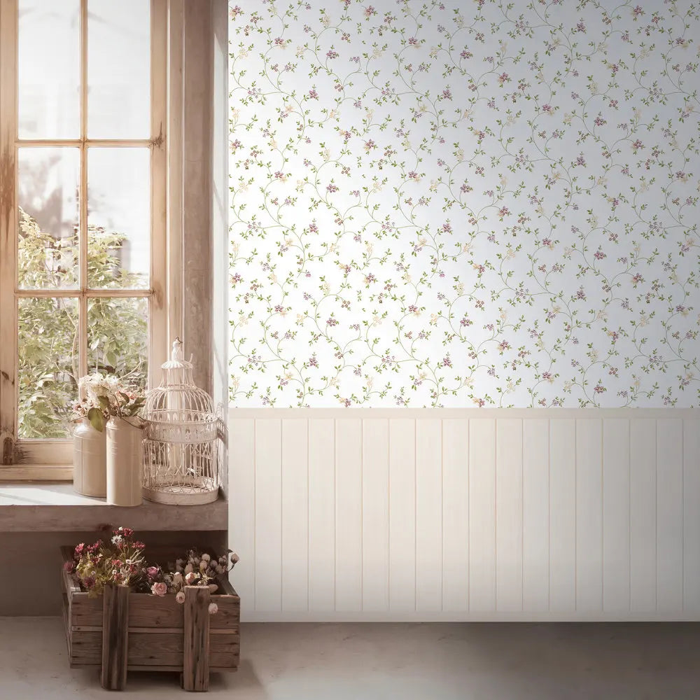 Germany Photo Wallpaper Murals Non Woven Vinyl Floral Cream Pink Bedroom Mall Hospital Bulk 2.80x1.59m Highly Wash-Resistant