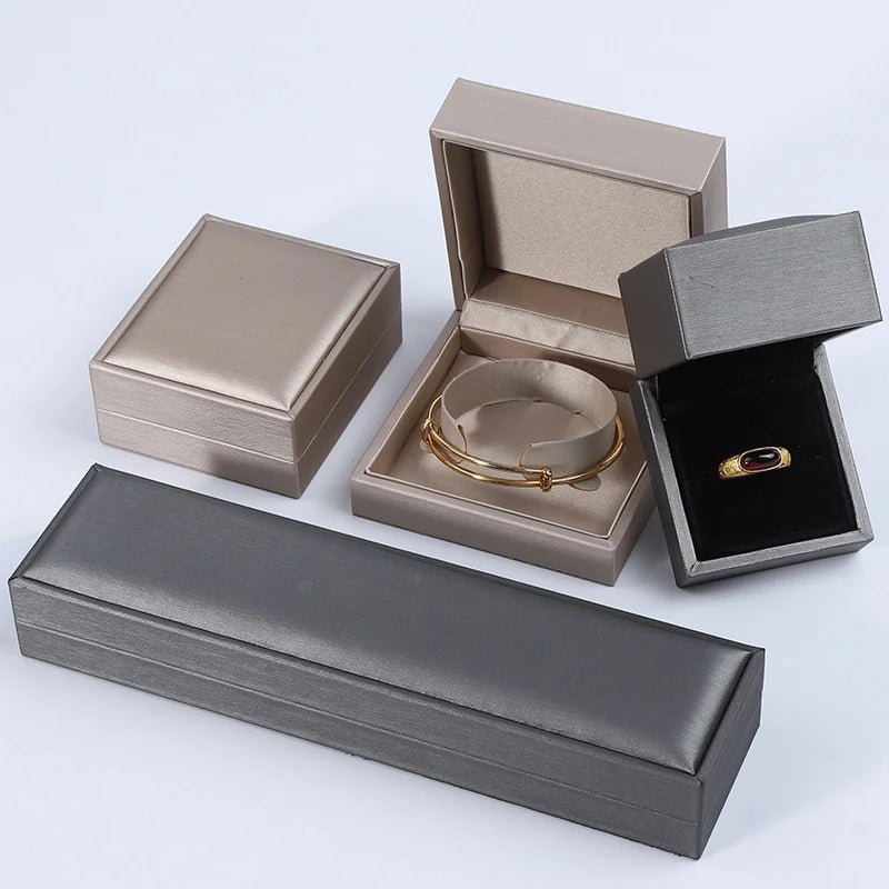 Factory Price Custom LOGO Luxury PU Leather Ring Jewellery Packaging Box Bracelet Necklace Pendant Earrings Velvet Jewelry Box