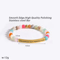 Personalized Stainless Steel Beaded Bracelet Stretch Gemstone Bangle Inspirational Engraved Words Fashionable Bracelet