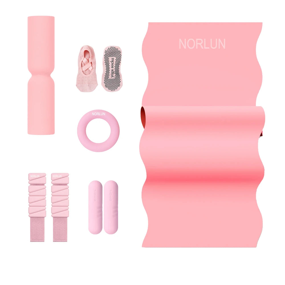 Factory Customized Yoga Sets 15LB Silicone Barbell Bar Dumbbells Power Ring for Strength Training Yoga Socks Pilates Accessories