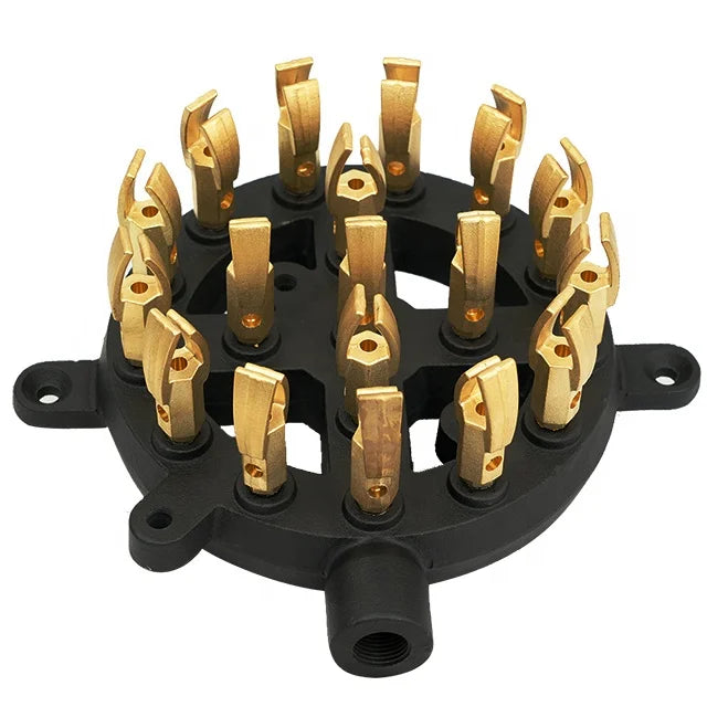 18-Jet Duckbill Cast Iron Gas Burner for Wok Range Liquid Propane Gas Stove Burner Brass Cooktop Parts for Hotels