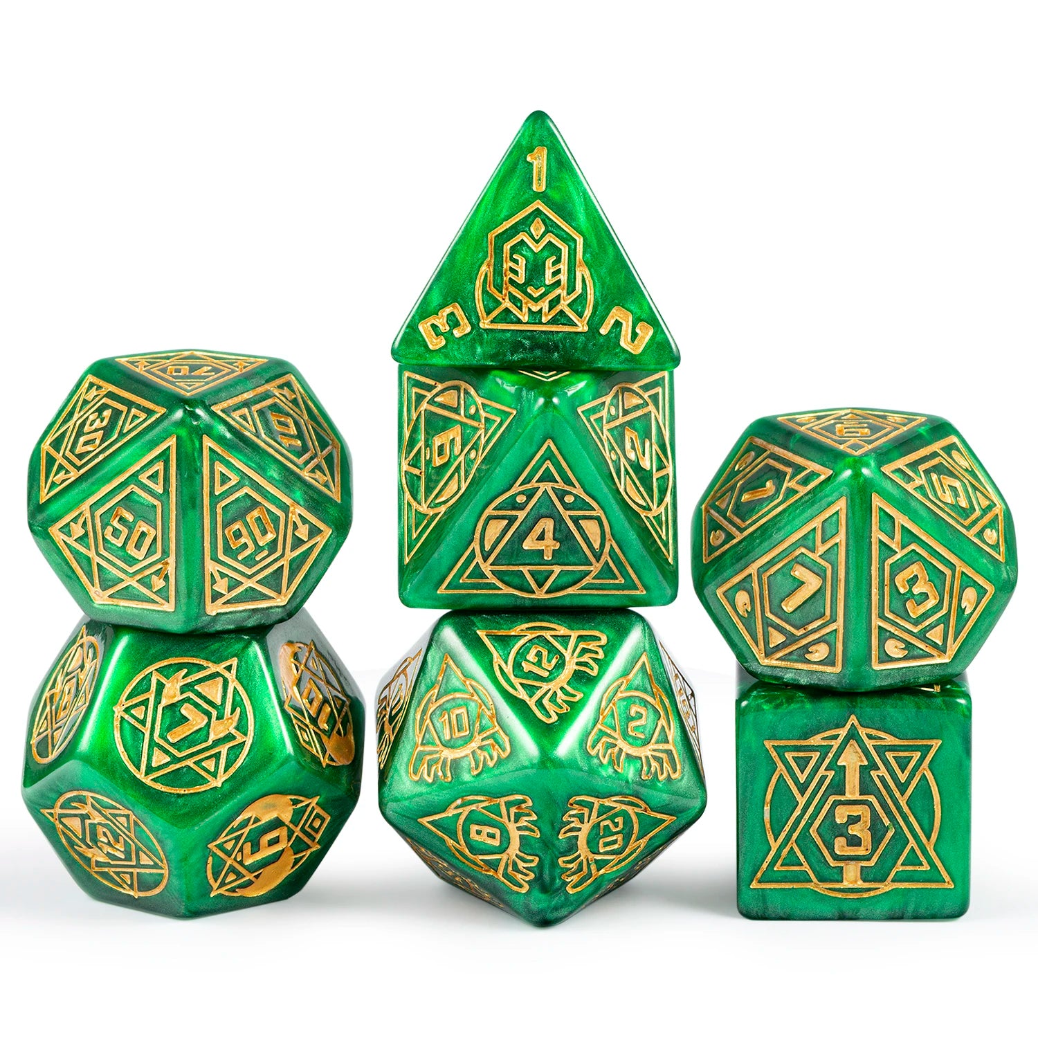 Game Polyhedral Dice Set DND 25mm Constellation Resin with Metal Case Role Playing Game Dungeons Dragons (Pearl Green)