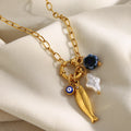 Dreamshow Pearl Jewelry Fish Charm Fashion Jewelry Necklace 18k Gold Plated Stainless Steel Jewelry