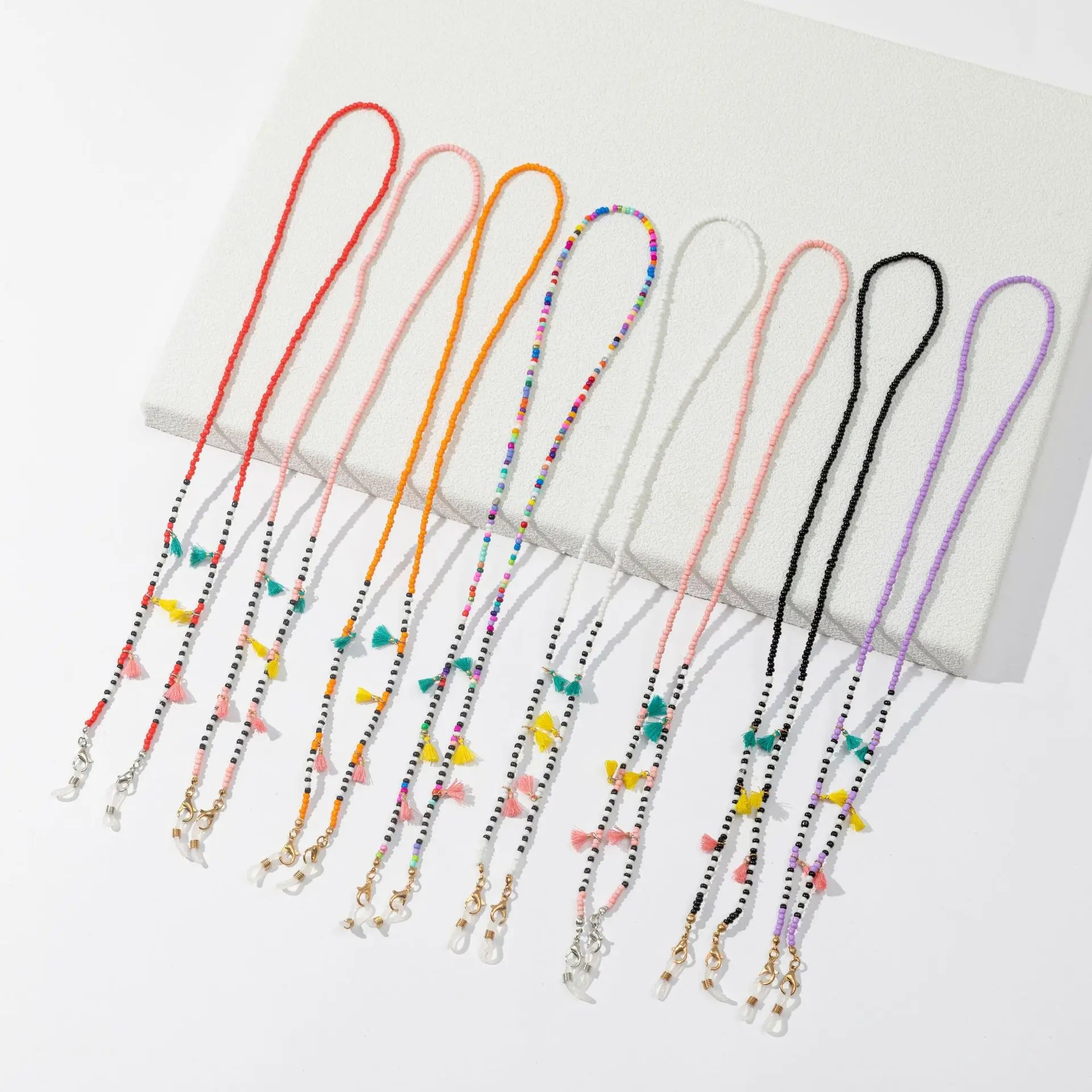 Tassel Bohemian Rice Beads Eyeglass Chain Neck Cord Anti-Slip Reading Sun Glass Holder Rope  Acrylic Glasses Lanyard Strap