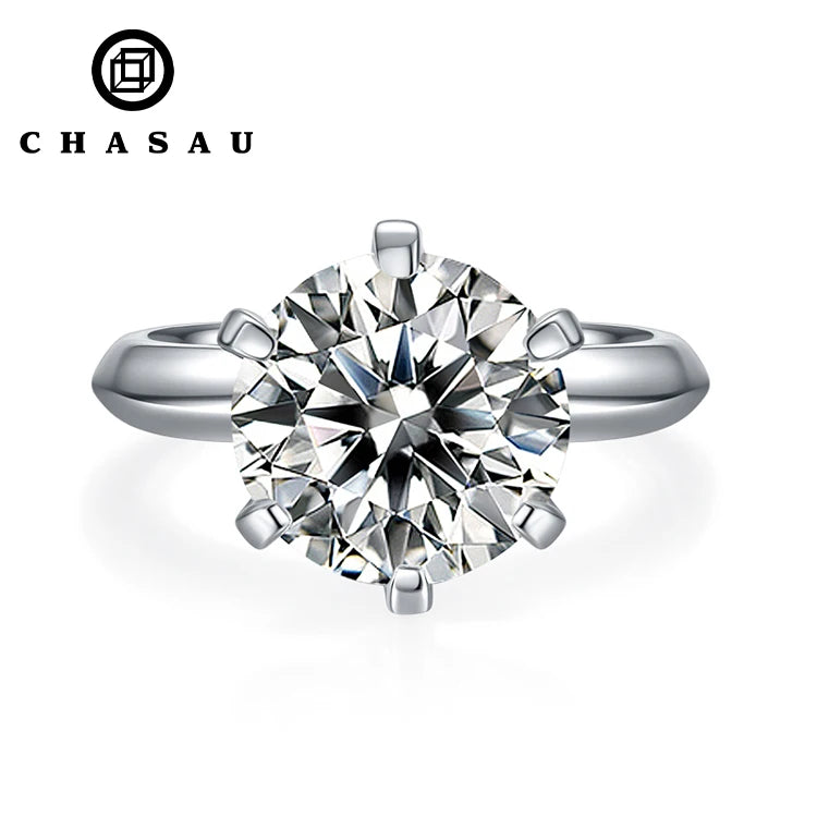 Classic Luxury Fine Jewelry for Women 5ct 5.0ct 5 Carat 11mm Moissanite S925 Sterling Silver Wedding Engagement Rings for Ladies