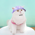 Adjustable Pet Fisherman's Sun Hat with Open Ears for Cats Polyester Material Print Design Winter Summer Use Hair Accessories