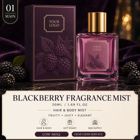 Low MOQ Long Lasting 50ml Blackberry French Luxury Hair Body Fragrance Mist Fruity Perfume Spray Glass Bottle Private Label