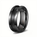 POYA Jewelry 6mm & 8mm Black Ceramic Ring Trendy 4mm Channel Width Wedding Engagement Gift Made