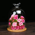 Wholesale Home Decoration Hand Blown High Borosilicate Glass Dome Flower Rose in Glass Dome