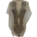 Gold Hotsale Fashion Embroidered Beaded Applique Rhinestone Applique for Panel Dress