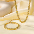Geometry Set New Style Fashion 18K Gold Plated Stainless Steel Jewelry Necklace Bracelet Set Jewelry for Women