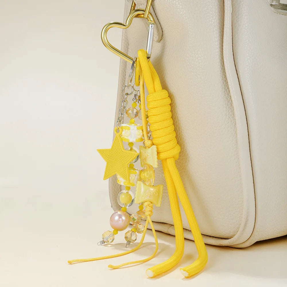 Wholesale Simple Design Pendant Charm Woven Lanyard Hanging Star Car Keychain Bag Pendant