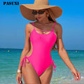 PASUXI 2025 Women's Casual One-Piece Swimwear Drawstring Lace-up Bikini Beach Wear New Design for Ladies
