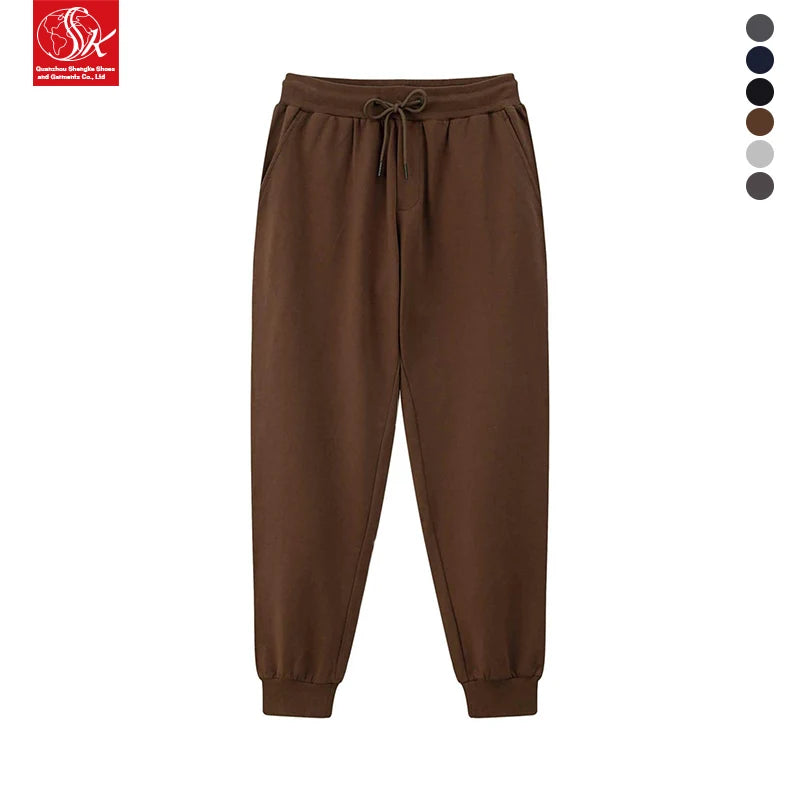 SK Men's Polar Winter Polyester/Cotton Breathable Windproof Loop Retro Casual Draw Rope Mid Waist Loose Fit Fleece Sweatpants