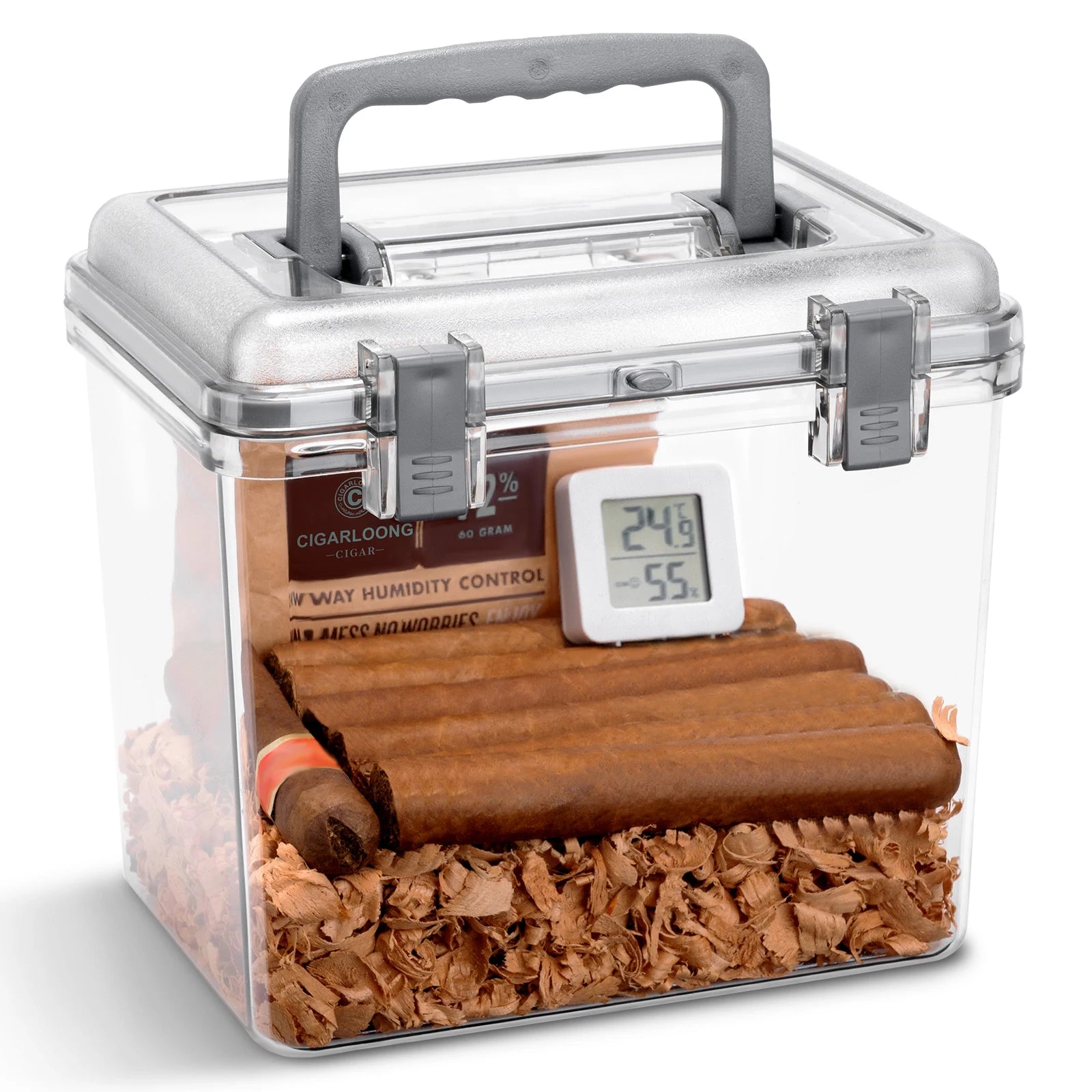 Multi-Functional With Lid Sealed Moisture-Proof Storage Box Cigar Humidor Portable Cigar Humidor Box Case Display
