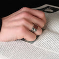 Azuris Turkish 925 Sterling Silver Men's Ottoman Style Ring with Natural Agate Stone Fine VALKH1222