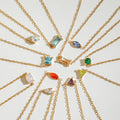 J&D New Trendy Birthstones Jewelry Waterproof Set Zirconia Pearl Stud Earring Chain Zodiac Bracelet