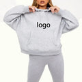 Oversized Plus Size Women's Zip-up Hoodie Joggers Sweatpants Set Custom Logo for Winter Sports-Direct From Manufacturer