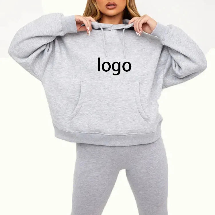 Oversized Plus Size Women's Zip-up Hoodie Joggers Sweatpants Set Custom Logo for Winter Sports-Direct From Manufacturer
