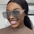 2025 Retro Men Flat Top Big Frame Sun Glasses UV400 Mirror Shades Square One Piece Lens Sunglasses for Women