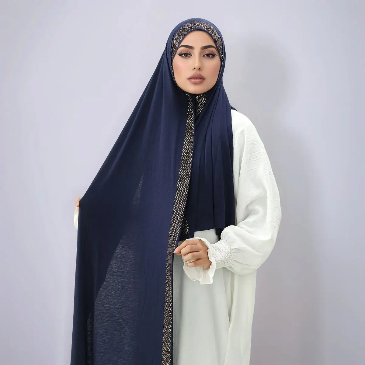 Plain Bandana Turban Foulard Tudung Luxury Headscarf Shawl Wrap Wave Rhinestone Jersey Hijab Scarf Muslim Women Hijab 170*60cm