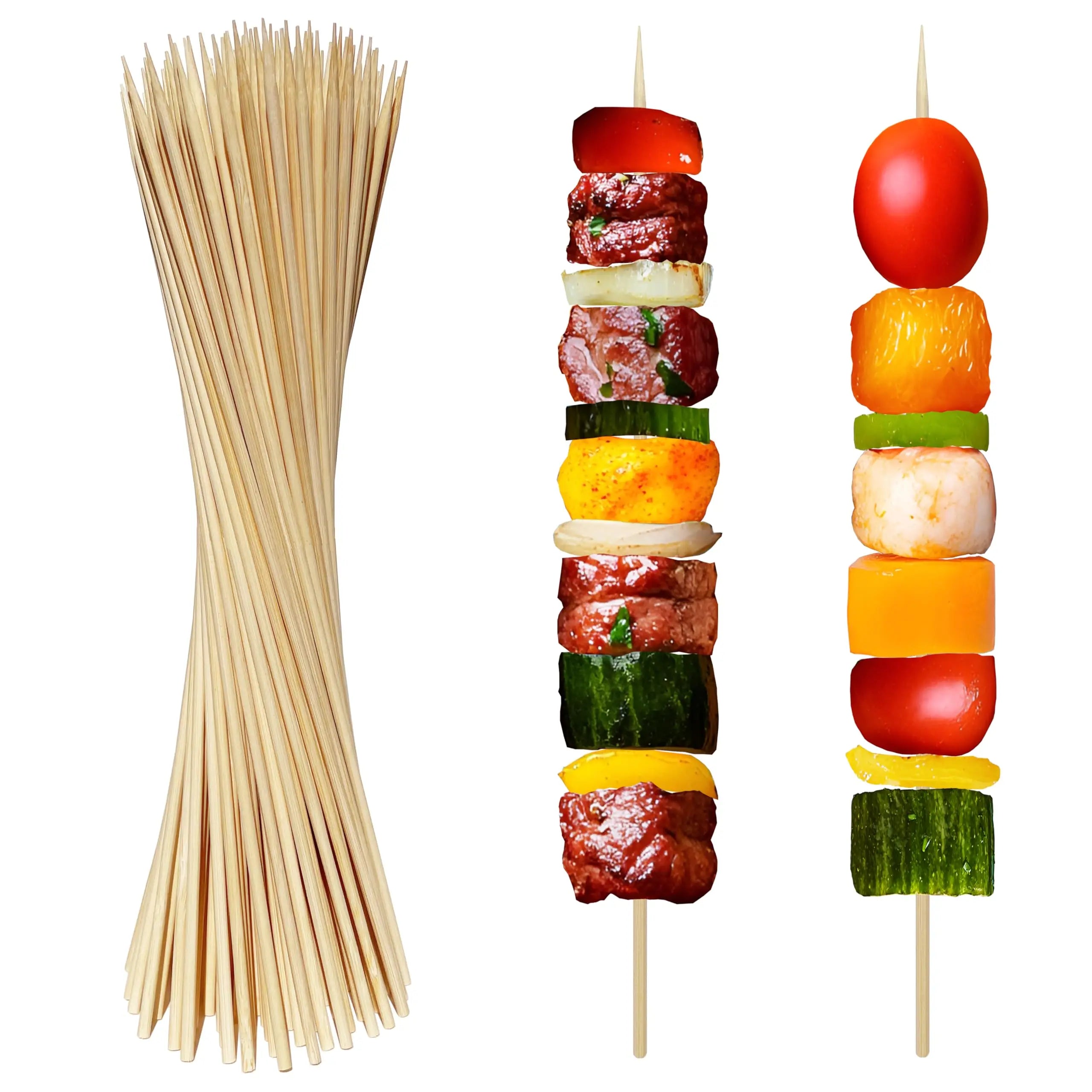 100% Natural Biodegradable Bamboo Durable Skewer Flat Disposable Stick for Catering