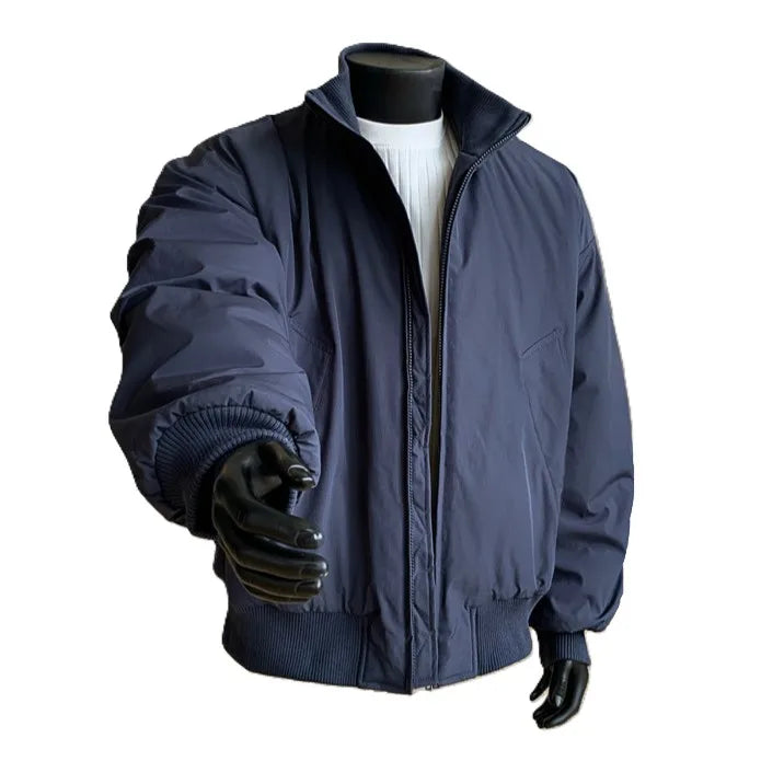 OEM Bangladesh China Base Factory Price Mens High-End Silhouette Loose Fit Thick Padded Coat Top Zipper Plus Size Bomber Jacket