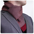 Exve Exclusive Elegant Double-Sided Burgundy Silver Square Pattern Jacquard Woven Turkey Origin Scarf for Suit Jackets
