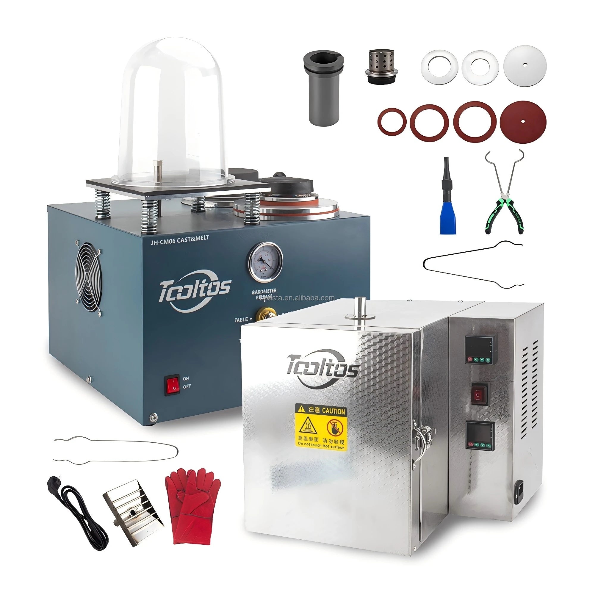 Boasta 3 in 1 Vacuum Casting Machine with Built-in Pump + Programmable Burnout Furnace Jewelry Lost Wax Casting Equipment Set