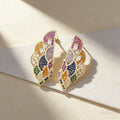 QIKU Luxury Rainbow Rhinestone Wings Zircon Fashion Stud Earrings Women Charm Romantic Bridal Wedding Jewelry Accessories Gift