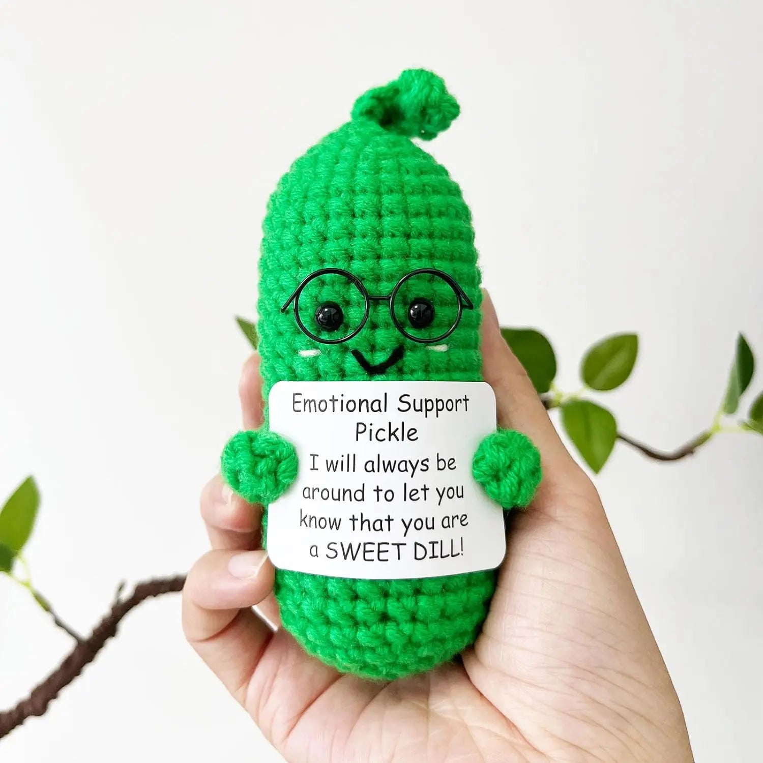Cute Crochet Pickle Ornament Knitted Pickle Doll Emotional Support Pickle Plush Doll Pendant Knitted Crochet Cucumber Ornament