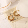 Hot Sell Twist Spiral Stretch 18k Gold Plated CC-Shaped Stainless Steel Trendy Stud Earrings
