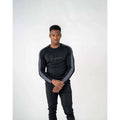 Imperio Shop Empire White Men's Casual Long-Sleeved Gymnastics T-Shirt Unique Arm Splicing Design Front Logo Breathable Regular