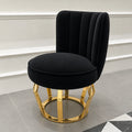In Stock Luxury Design Dining Chair Gold Metal Frame Black Cushion Armchair Ready to Ship Living Room Hotel Restaurant Furniture MegaBDM