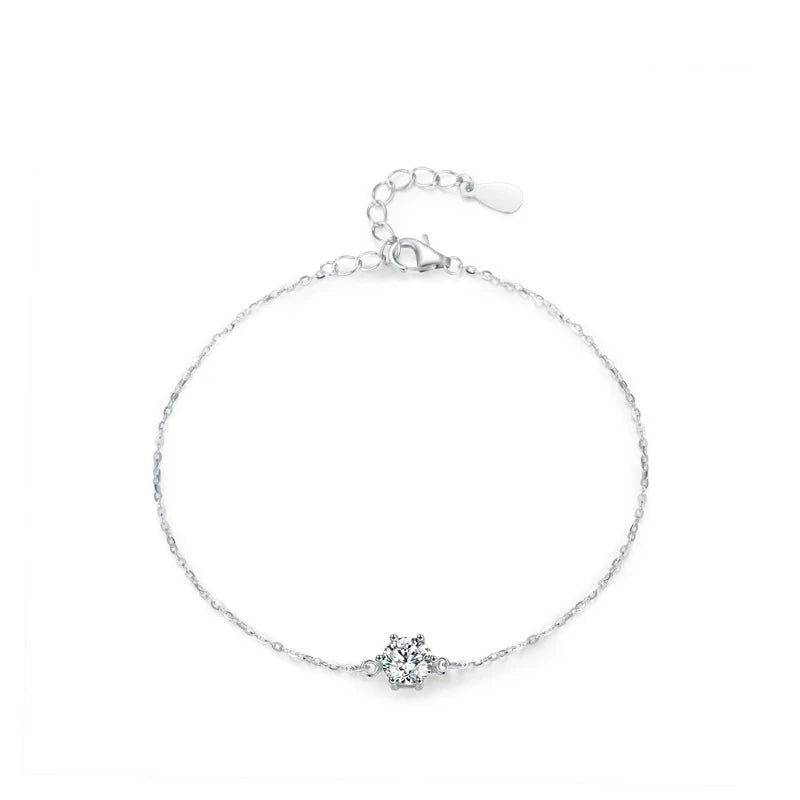 SL1659 925 Sterling Silver Classics Round Sparkling Clear CZ Chain Type Bracelet for Women Wedding Engagement Jewelry Gifts