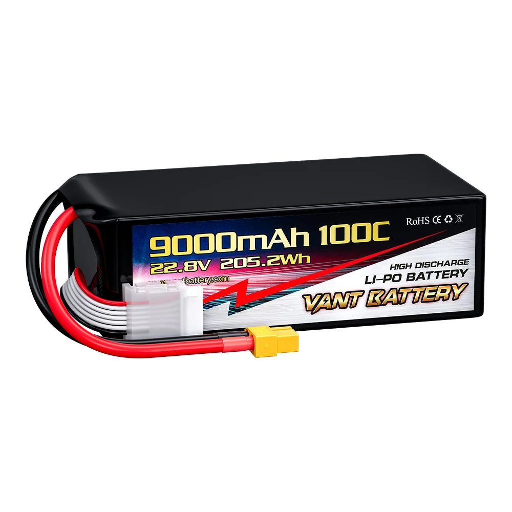 High Energy Density Drone Battery 6S 22.8V 9000mAh 100C High Voltage RC Lipo Battery with XT60 Connector for FPV Drone UAV