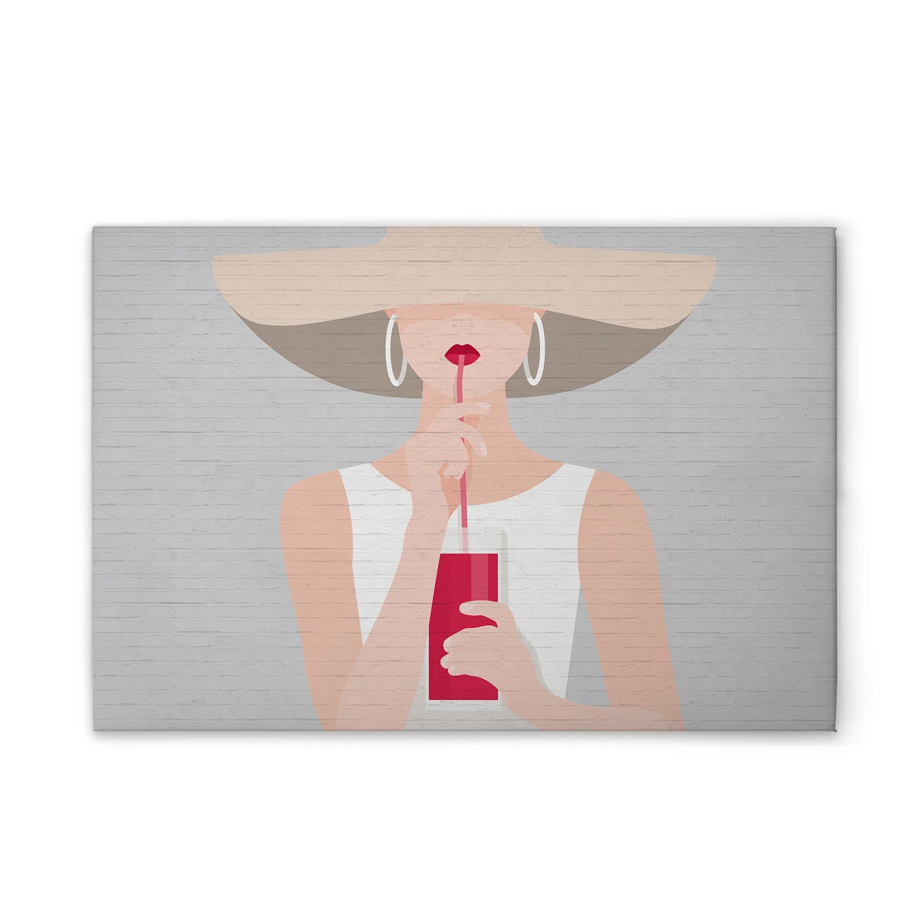 Made In Germany - Home Decor Canvas Picture Retro Audrey - Wall Mural In Grey And Beige - Canvas Picture On Stretcher Frame